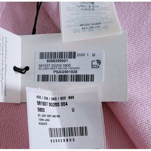 GUCCI Pink GG WOOL JACQUARD Logo Scarf Womens Size 45 cm x 195 cm - New - Auth - Picture 11 of 11